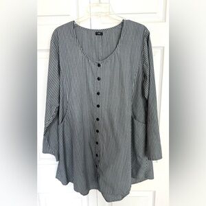 Tulip Clothing Ivy Jacket in Grey Black Ticking Stripe-Size Large